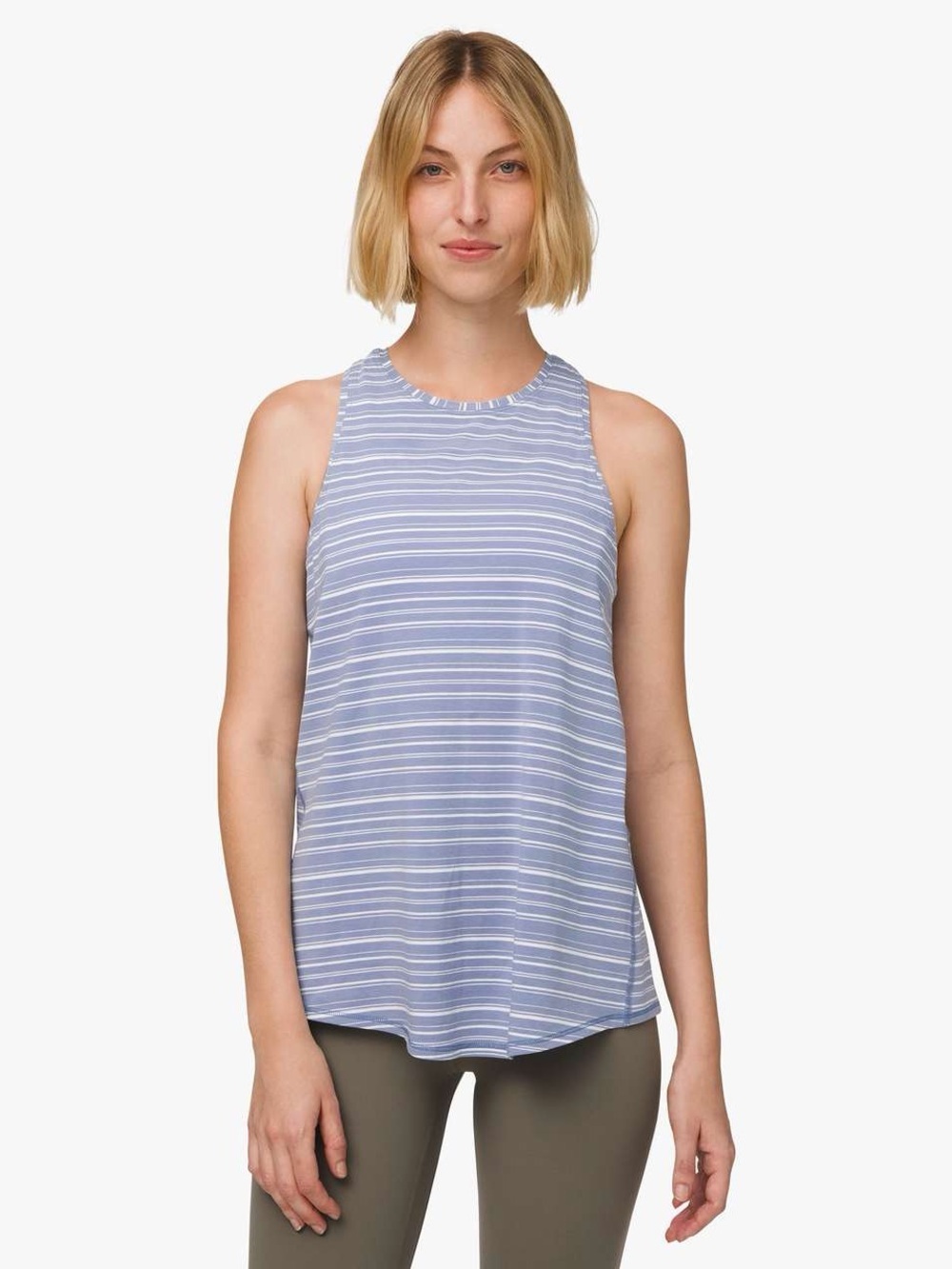 Lululemon All Tied Up Tank Cut Back Stripe Tempest Blue White Size Medium